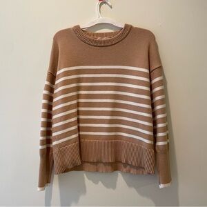 Philosophy Brown and White Striped Sweater